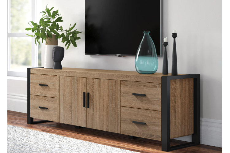 Tan wood deals tv stand